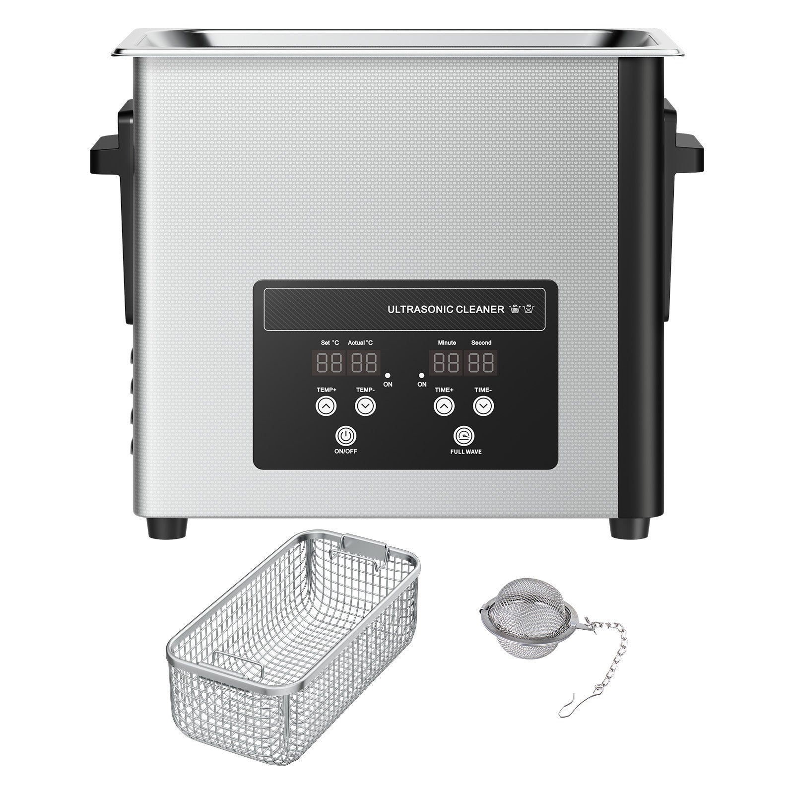 6L Ultrasonic Cleaner, Professional Ultrasonic Cleaner Machine with Cleaning Basket & Digital Display, 120W Stainless Steel 40kHz Cleaning Machine for Watches, Razors, Jewelry, Coins and More