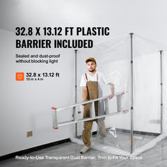 Dust Barrier Poles 12 Ft with 4 Telescoping Poles Dust Barrier System