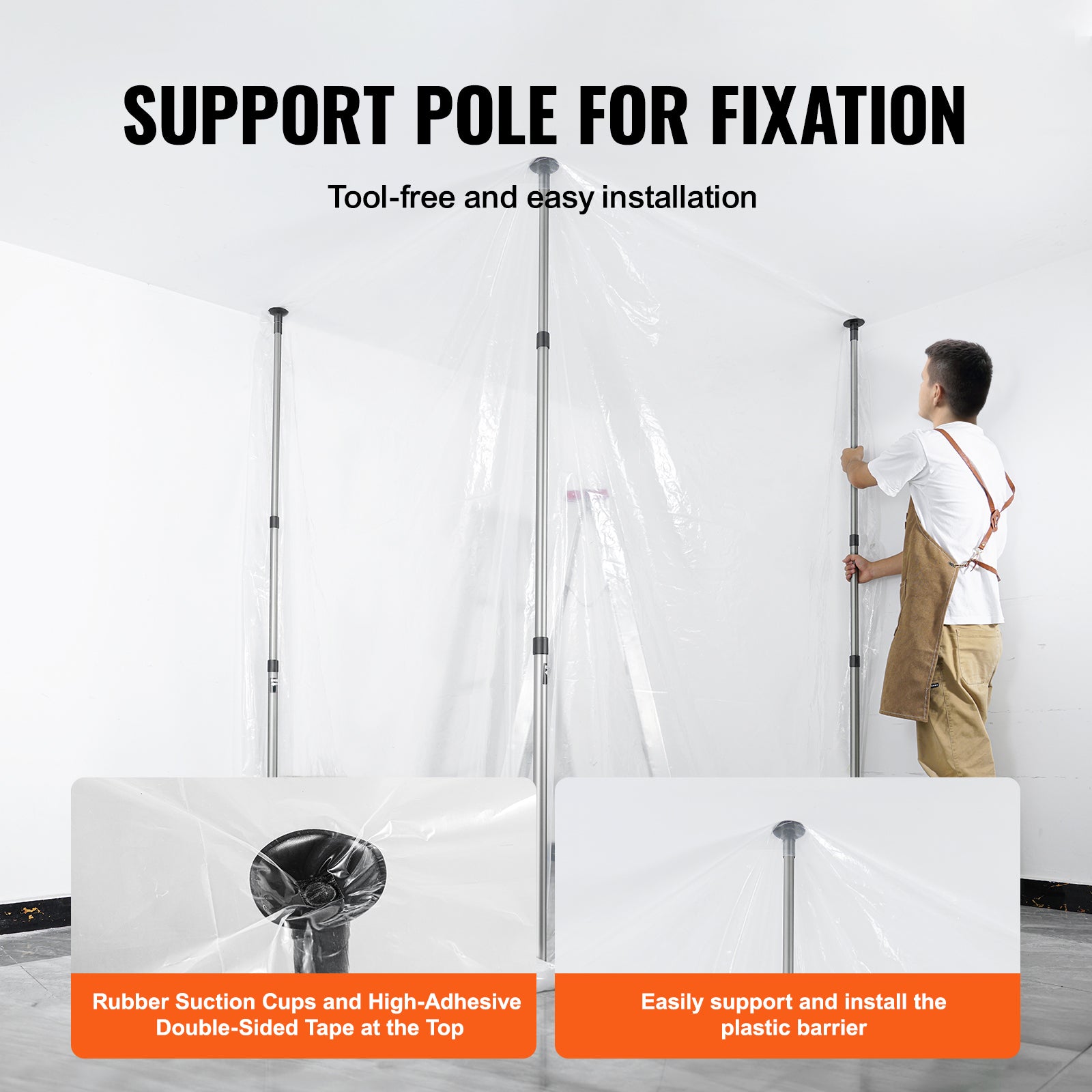 Dust Barrier Poles 12 Ft with 4 Telescoping Poles Dust Barrier System