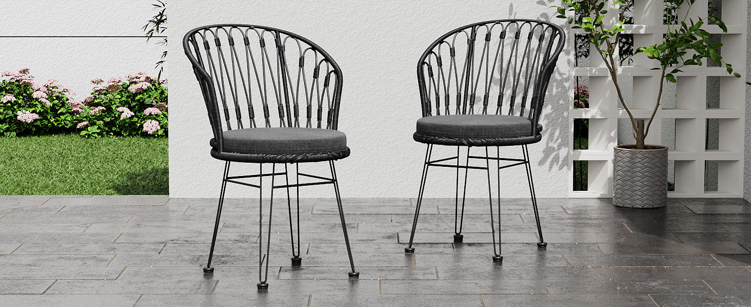 TAVON CHAIR,2PCS with 2 Cushions,Gray