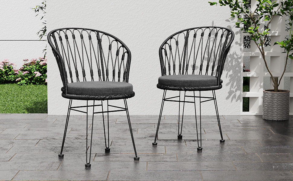 TAVON CHAIR,2PCS with 2 Cushions,Gray