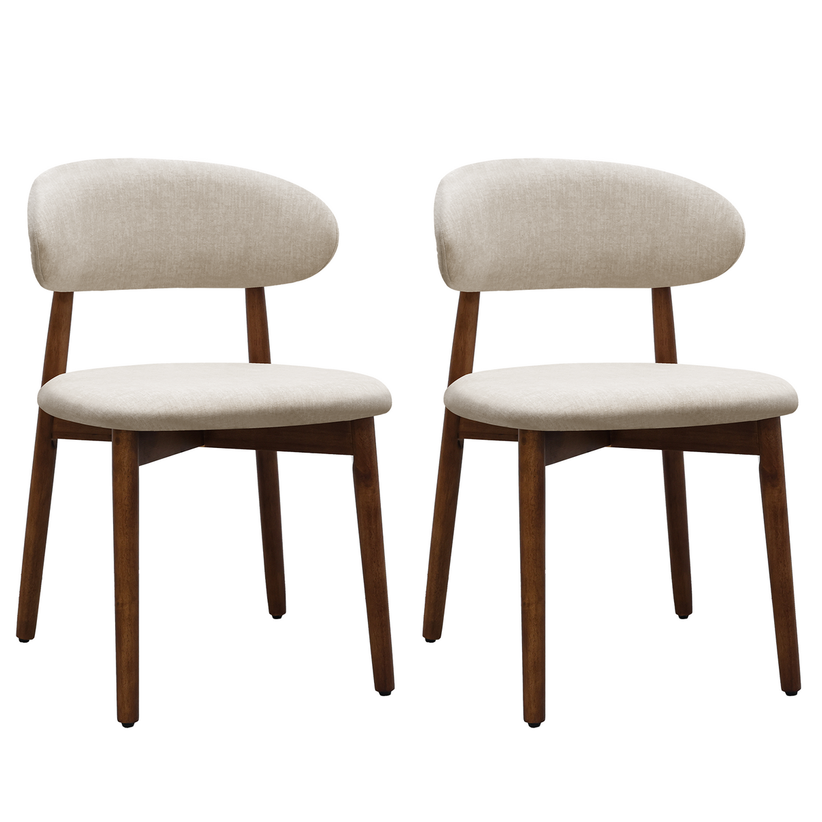 Warm Grey Flannelette Upholstered Dining Chair with Walnut Solid Wood Legs, Armless Chair Set of 2 for Kitchen, Restaurant, Living, Meeting Room