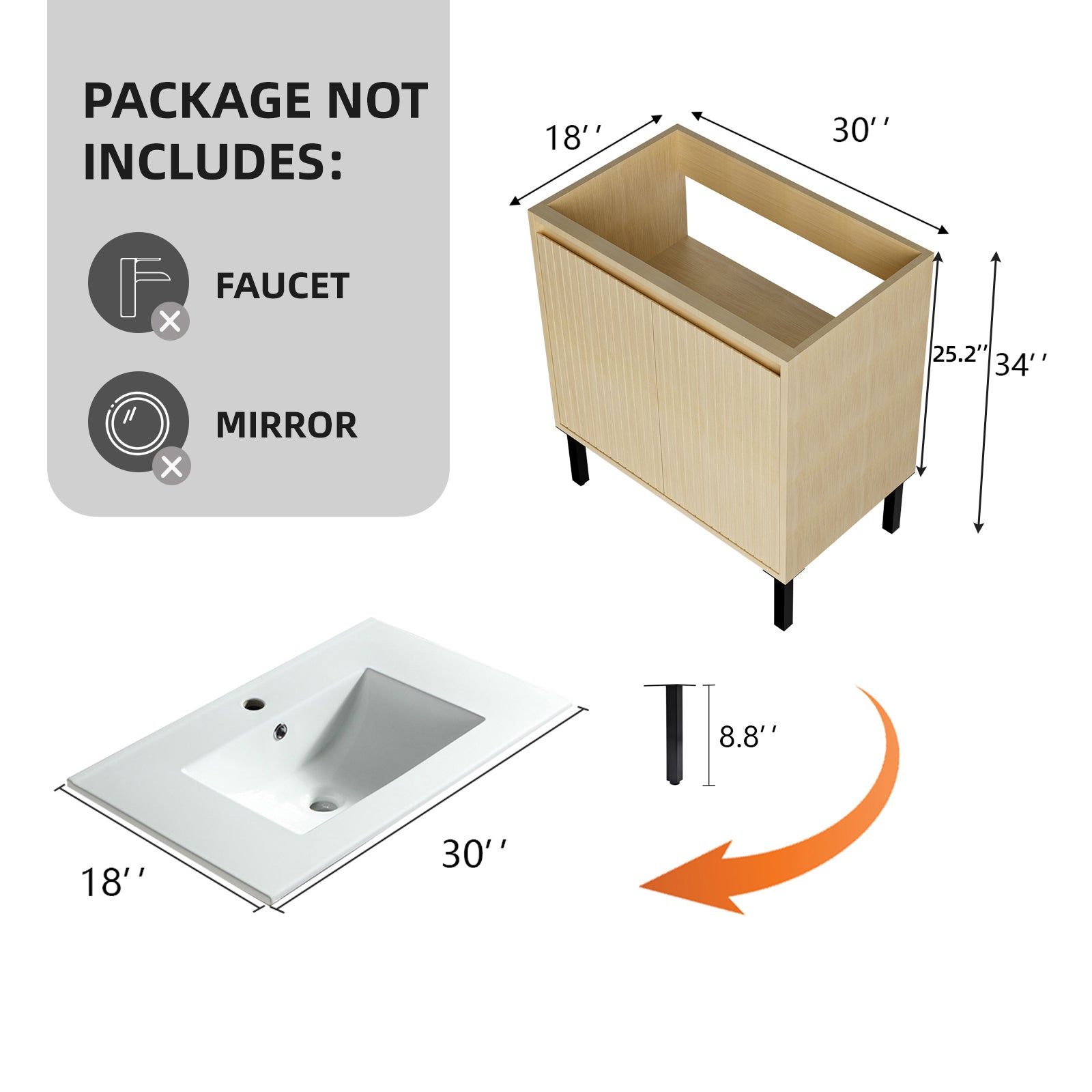 30 Inch Bathroom Vanity without Sink