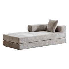 Floor Couch,Compression Sofa,Convertible Floor Sofa Bed-with Pillow Back Support Armrest,Comfy Futon Couch Lounge Sleeper Bed,Chenille fabric,for Living Room Bedroom (LIGHT-GREY)