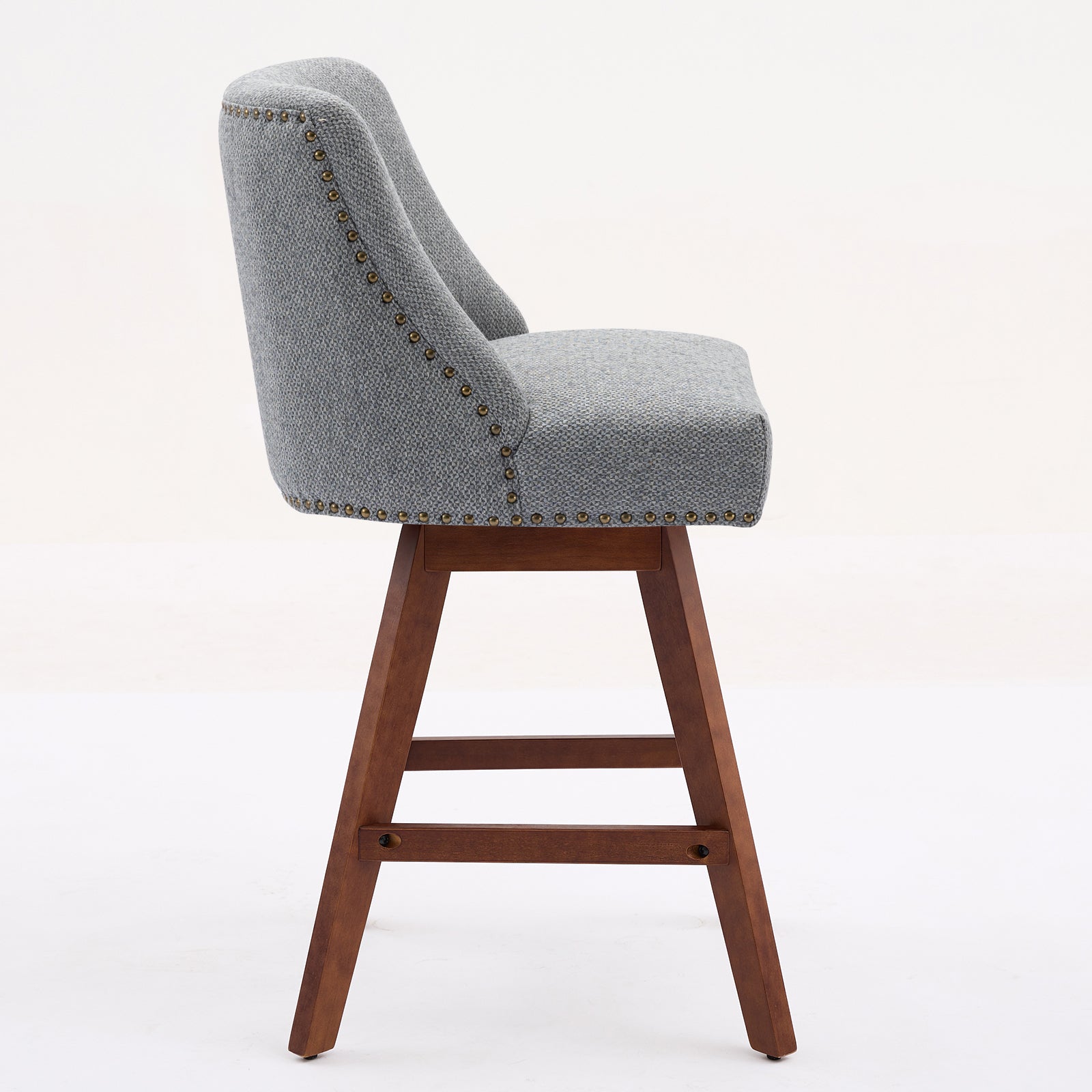 Counter Height Swivel Barstools, 26'' H Seat Height Upholstered Bar Stools Set of 2, Fabric in Gray