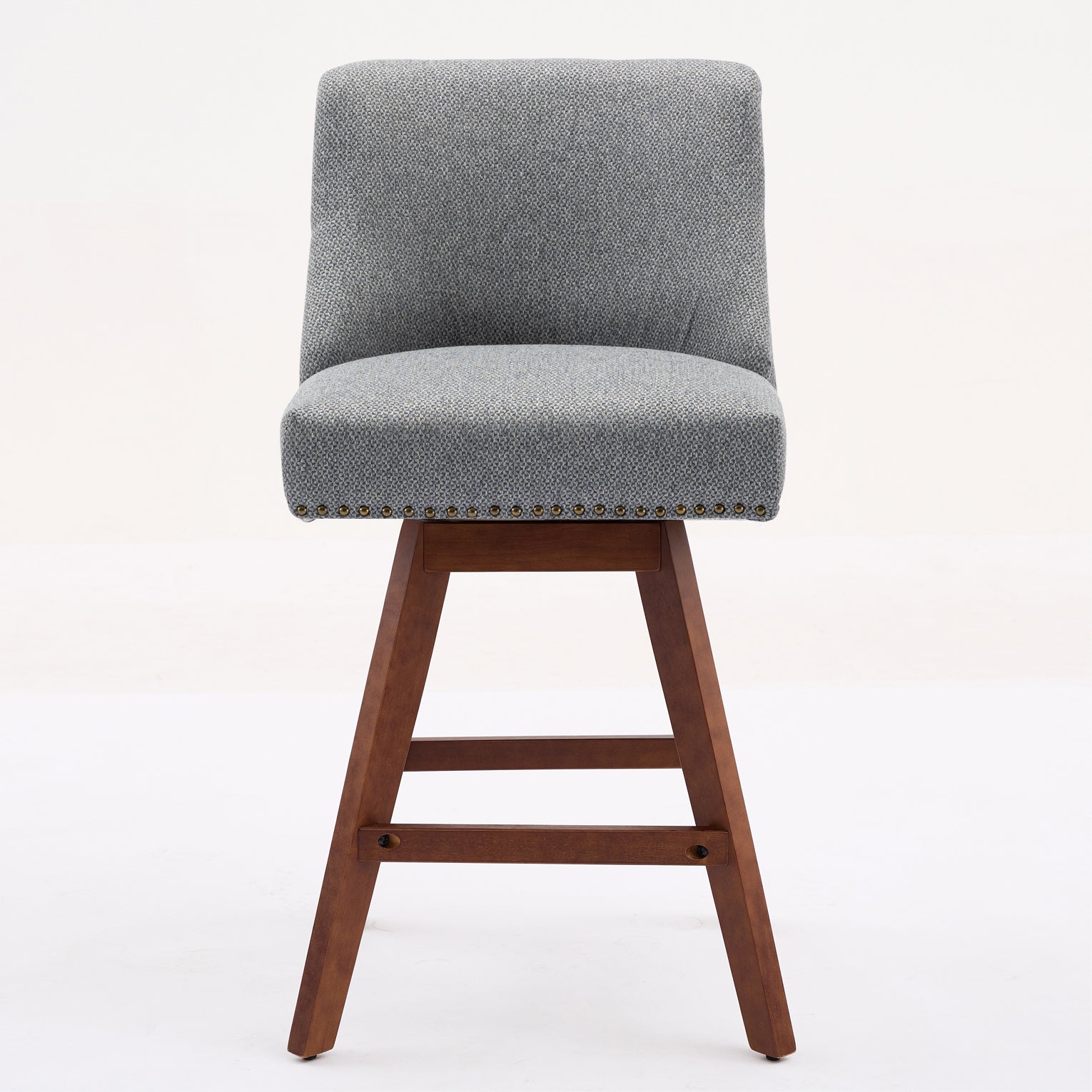 Counter Height Swivel Barstools, 26'' H Seat Height Upholstered Bar Stools Set of 2, Fabric in Gray