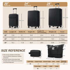 Hardside Luggage Set 5 Piece with Bags,20IN Half-opening Carry on Luggage with USB Port, Expandable 24IN 28IN Luggage with Double Spinner Wheels TSA Lock