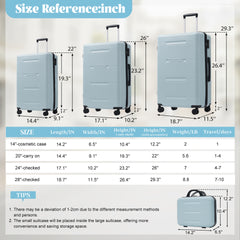 6 Piece Luggage Set,Lightweight Hardshell Suitcase with Double Spinner Wheels Handle Password Lock,14 IN Cosmetic Case 20/24/28 IN Luggages with Duffel Bag and Toiletry Bag