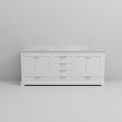 White Double Bath Vanity 80 in. W x 22 in. D, with Carrara Marble Top