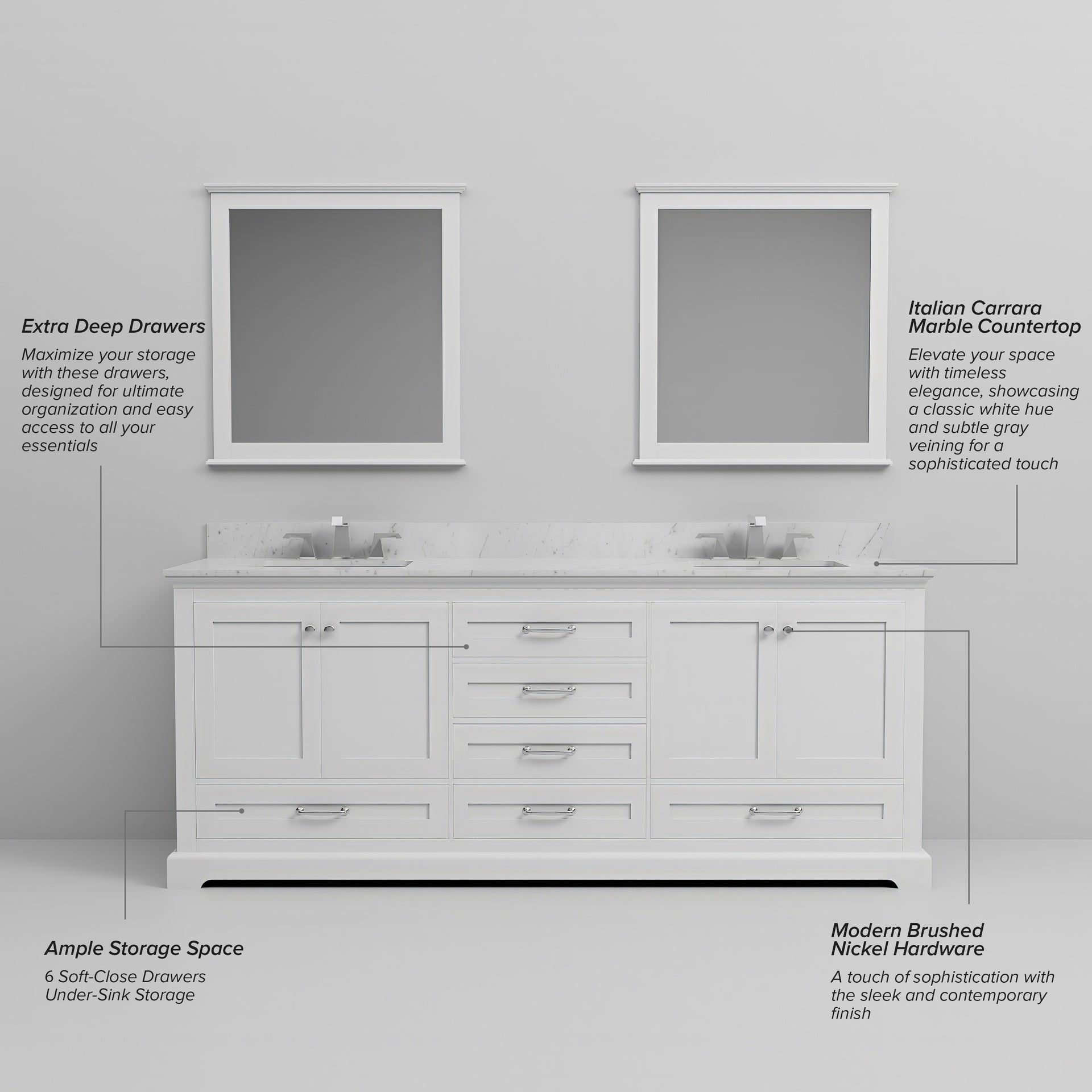 White Double Bath Vanity 80 in. W x 22 in. D