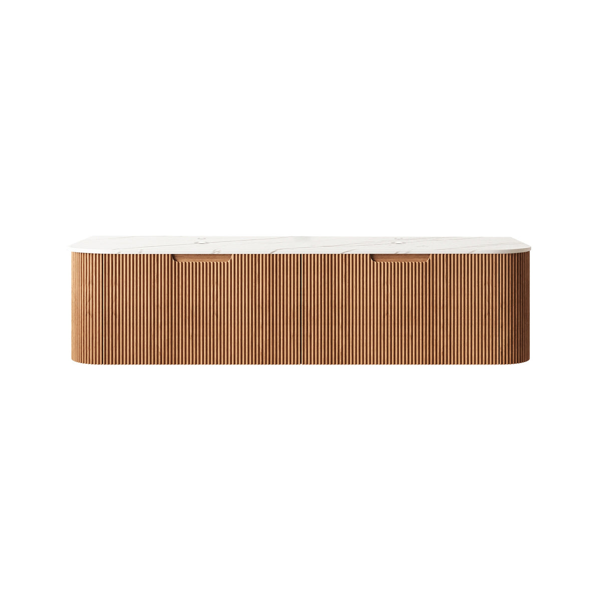 DINA 60'' Wall Mounted Cabinet, with Carrara White Sintered Stone Countertop and 2 Drawers, NO Basin, NO Faucet, Natural Woodgrain Color