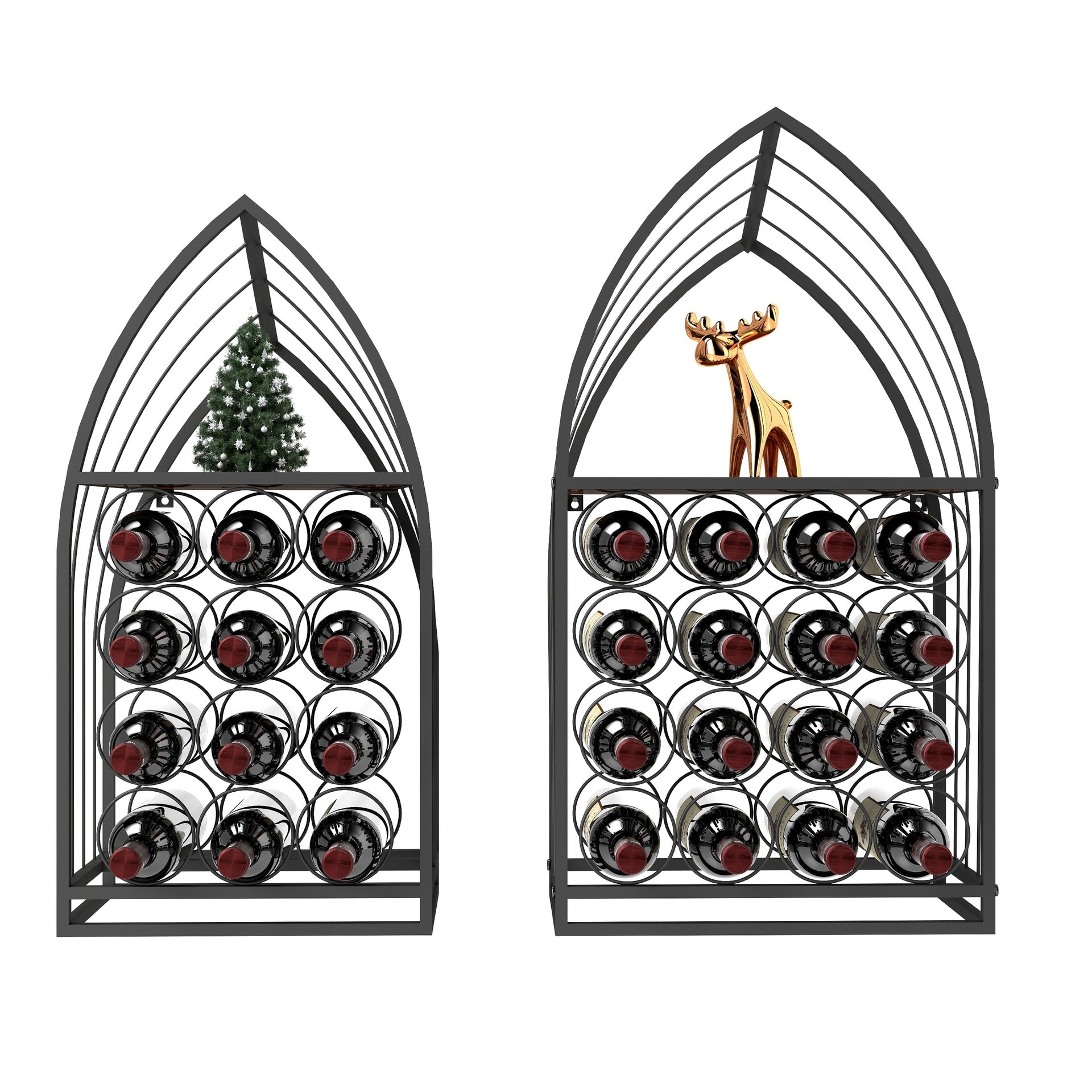 Sailboat Shaped Wine Cabinet Rack, 2 Piece Display Rack, Freestanding Wine Cabinet with Bottle Storage, Spirits and Wine Home Bar, Kitchen, Dining Room Storage Rack