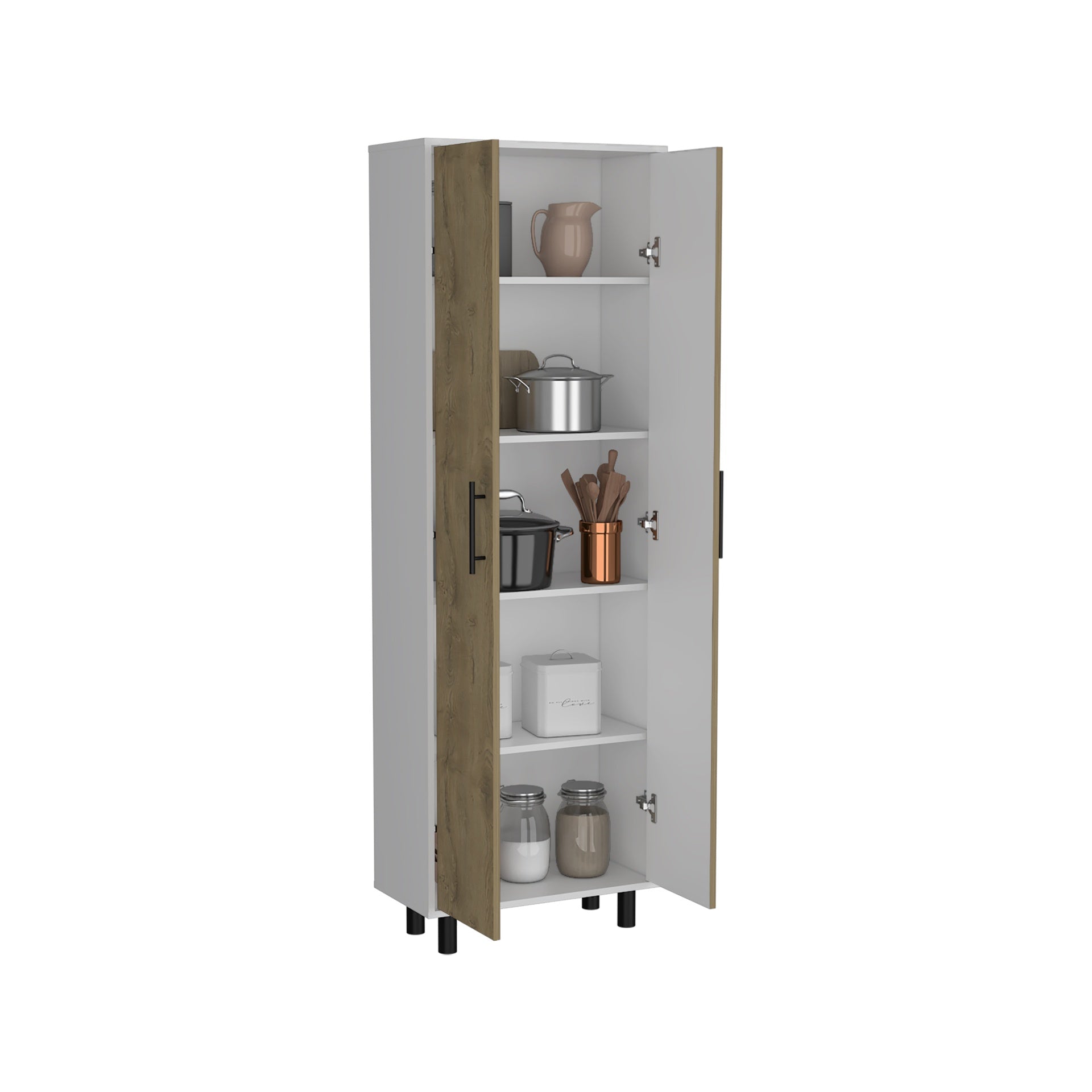 Multistorage Manacor, Five Shelves, Macadamia and White Finish