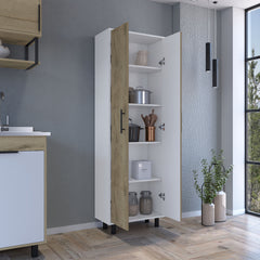 Multistorage Manacor, Five Shelves, Macadamia and White Finish