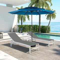 Aluminium 10ft 3 Tier Auto-tilt Umbrella ,Outdoor Patio Umbrella - Market Table Pool Deck Umbrella (Base Not Included)   -  ( Dark blue )