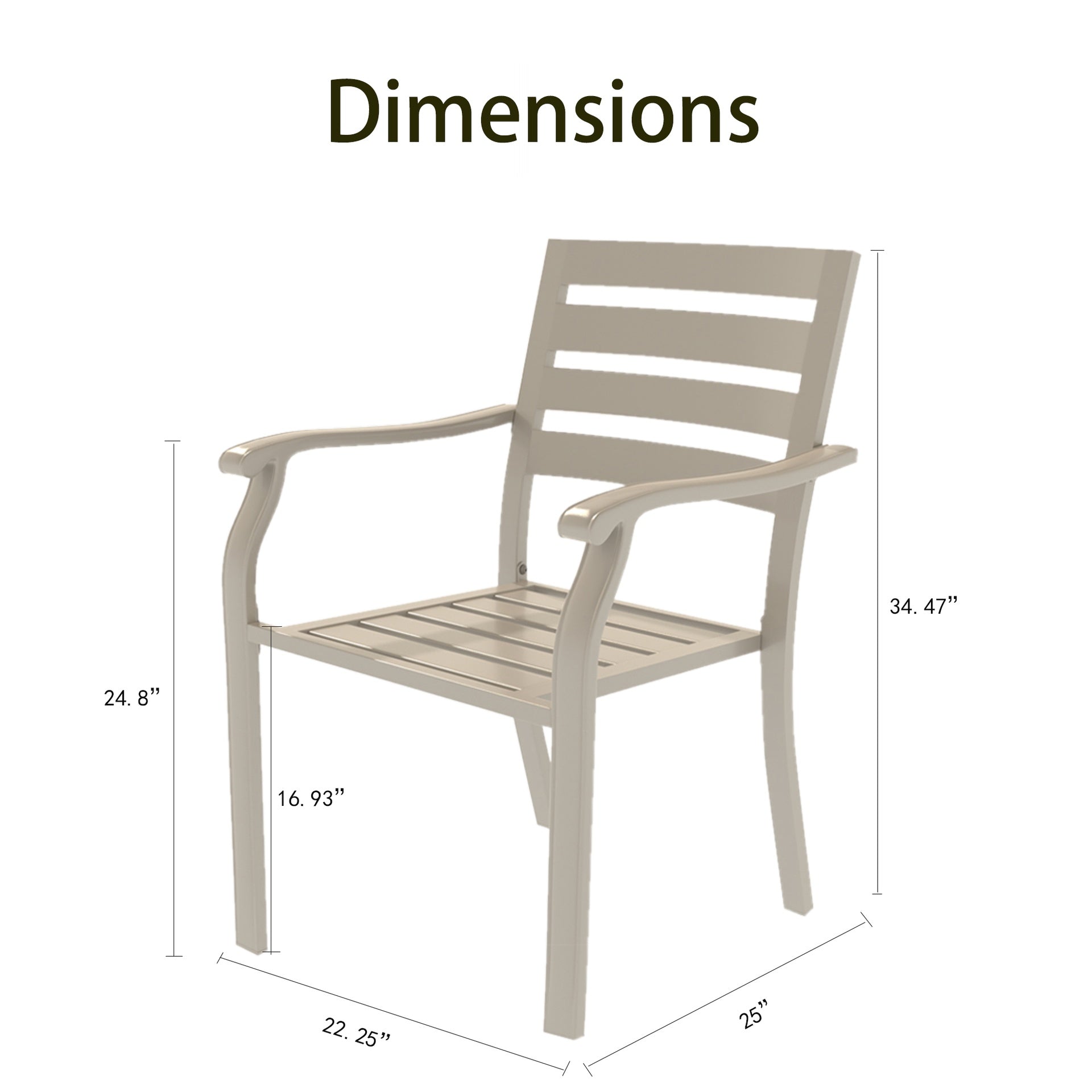 VRSHWO lron Terrace Dining Chairs, a Set of 2 Cream Color Outdoor Chairs,  Metal Chairs, All-Weather Outdoor Metal Dining Chairs, Suitable for Gardens, Terraces, and Swimming Pool