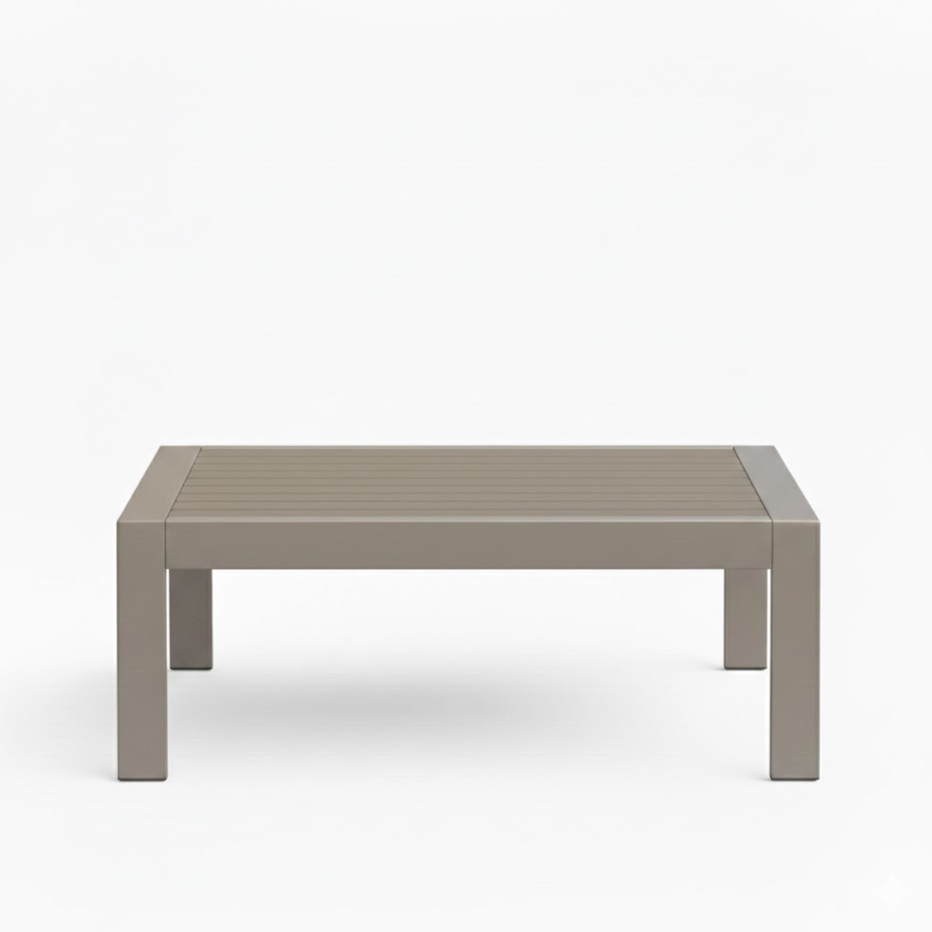 43" x 24" All-Weather Metal Outdoor Coffee Table with Wood-Look Top and Khaki Frame