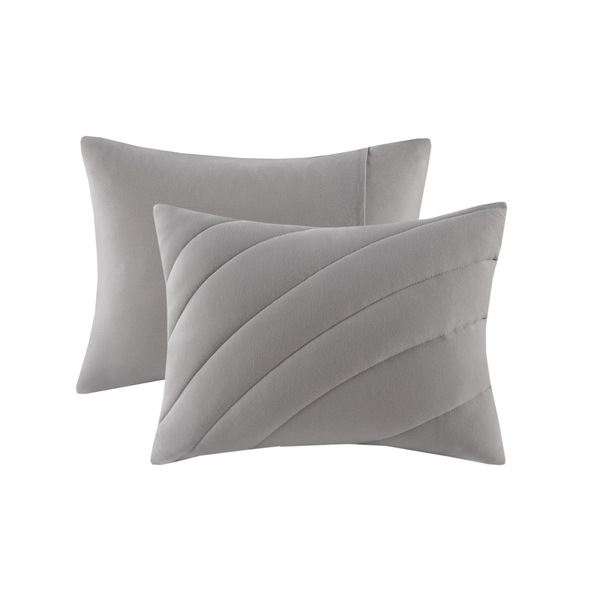 3 PCS Full/Queen Poly Jersey Puffy Comforter Set Gray