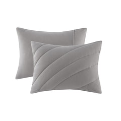 3 PCS Full/Queen Poly Jersey Puffy Comforter Set Gray
