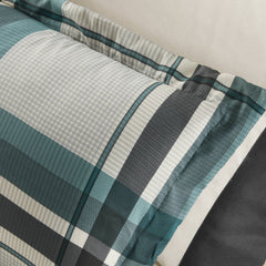 9 PCS Full Plaid Comforter Set with Bed Sheets Teal/Black