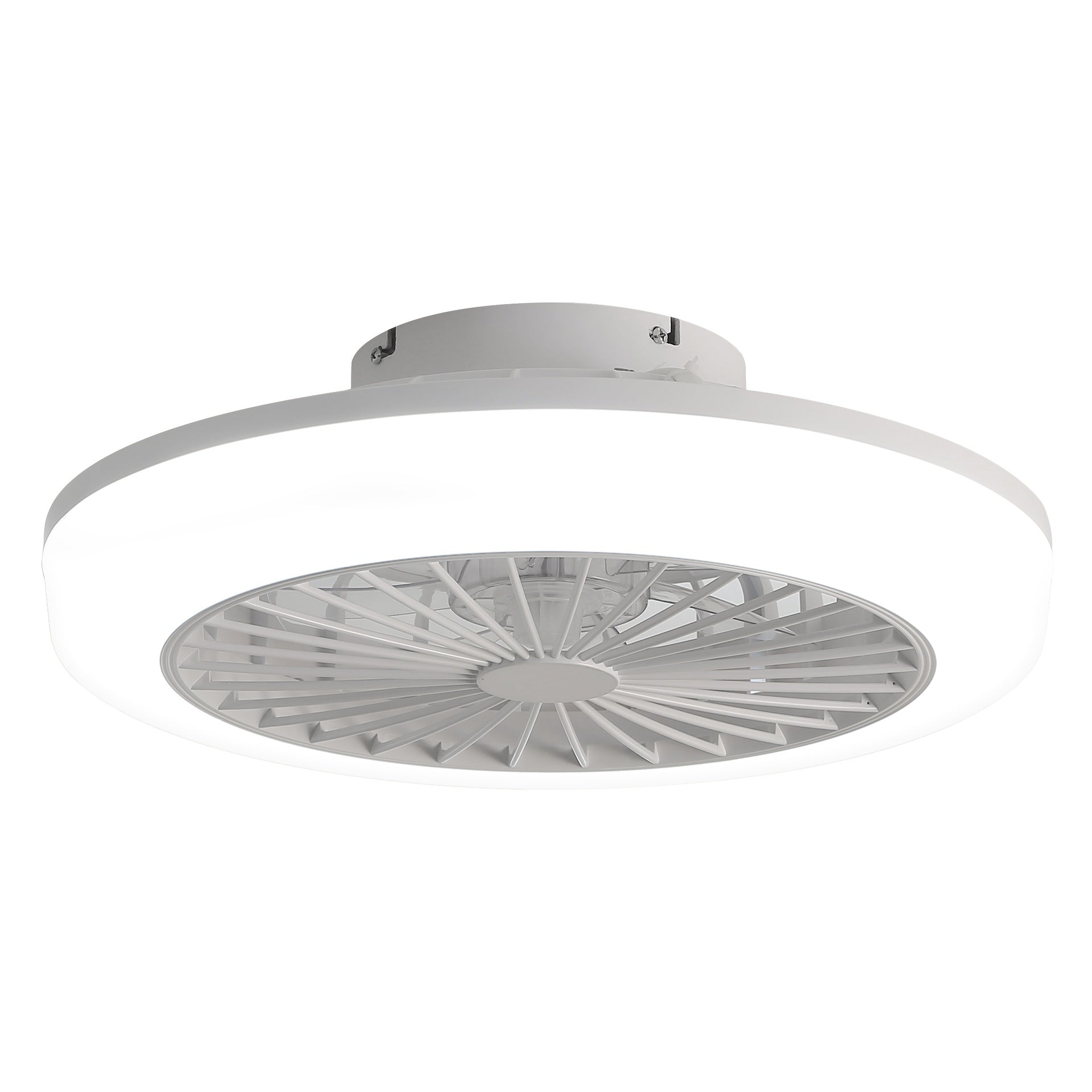 18 Inch Enclosed Ceiling Fan with Light and Remote, Flush Mount Bladeless Modern Low Profile Ceiling Fan for Bedroom Kitchen Dining Room