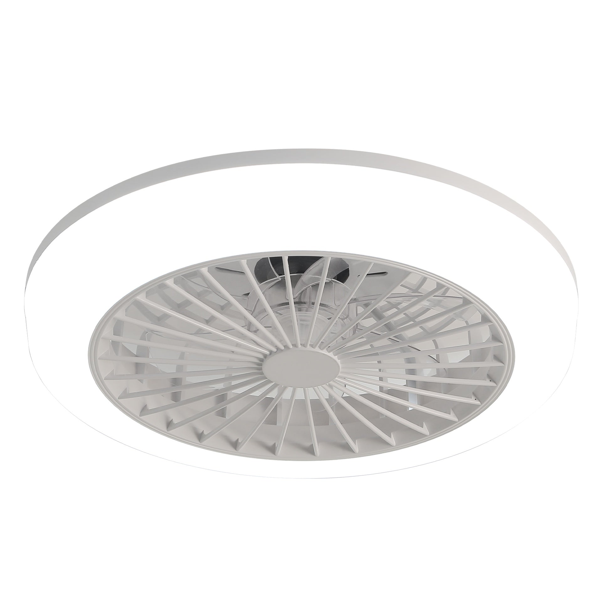 18 Inch Enclosed Ceiling Fan with Light and Remote, Flush Mount Bladeless Modern Low Profile Ceiling Fan for Bedroom Kitchen Dining Room