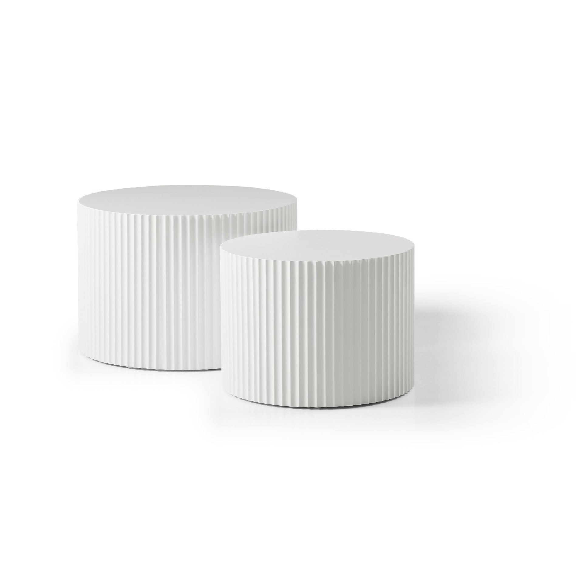 White Round Nesting Table Set of 2,Handcraft MDF Coffee Table for Living Room/Leisure Area(Same Sku:W87682177)