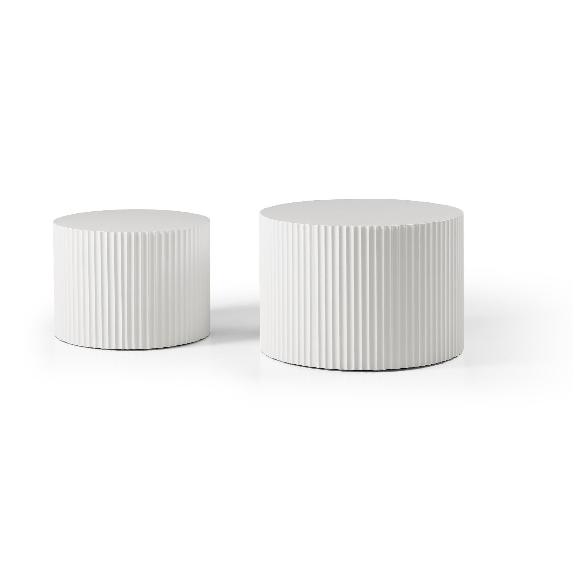 White Round Nesting Table Set of 2,Handcraft MDF Coffee Table for Living Room/Leisure Area(Same Sku:W87682177)