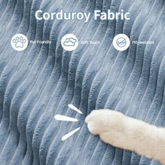 U-shaped modular sofa premiumCorduroy Fabric fabric no assembly anti-slip design pet-friendly extra-wide curved armrests 32D high-resilience sponge for living rooms bedrooms studie,Blue