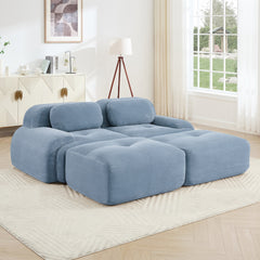 2-seat sofa in luxuryCorduroy Fabric fabric modular multi-combination anti-slip design assembly chaise lounge curved armrests ergonomic support high-resilience sponge for living rooms bedrooms,Blue