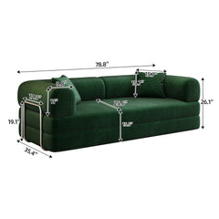78.8" Compression Sofa,Convertible Floor Sofa Bed-with Pillow Back Support Armrest,Comfy Futon Couch Sleeper Bed,Loveseats Boneless Modular Sectional Sofa,Corduroy fabric,for Living Room,Bedroom,Green