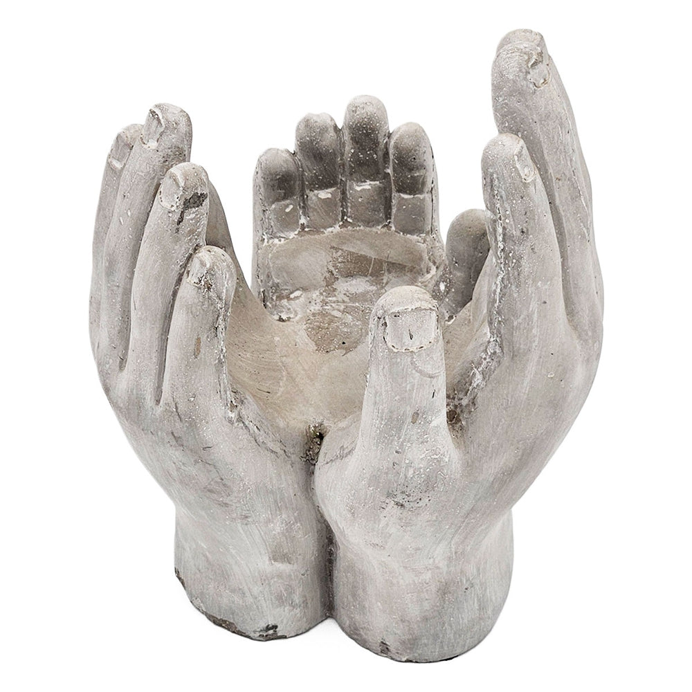 Set of 2 6x6x9" Accepting Hands Accent Cement Hand Decor