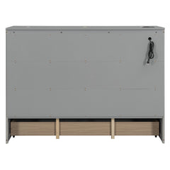 Queen Size Murphy Bed with Large Drawers and USB,Brushed Gray