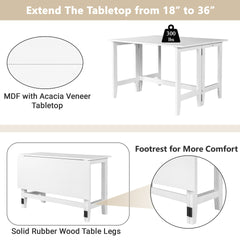 TOPMAX Farmhouse Wood Extendable Dining Table with Drop Leaf for Small Places, White(OLD SKU:N717P195019)