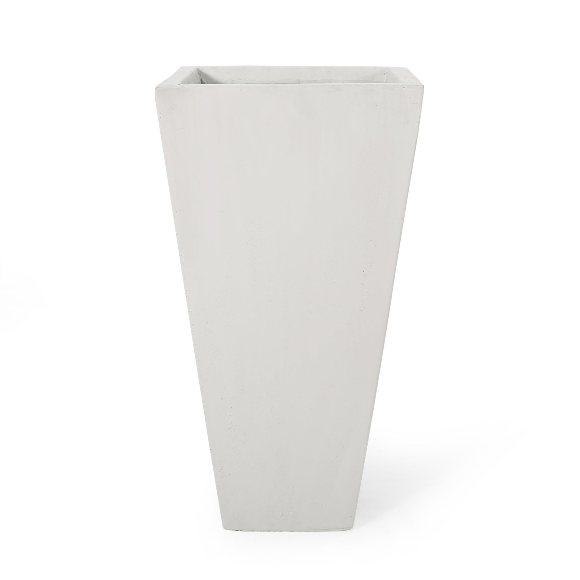 13" Outdoor Modern MGO Small Cast Stone Planter, White
