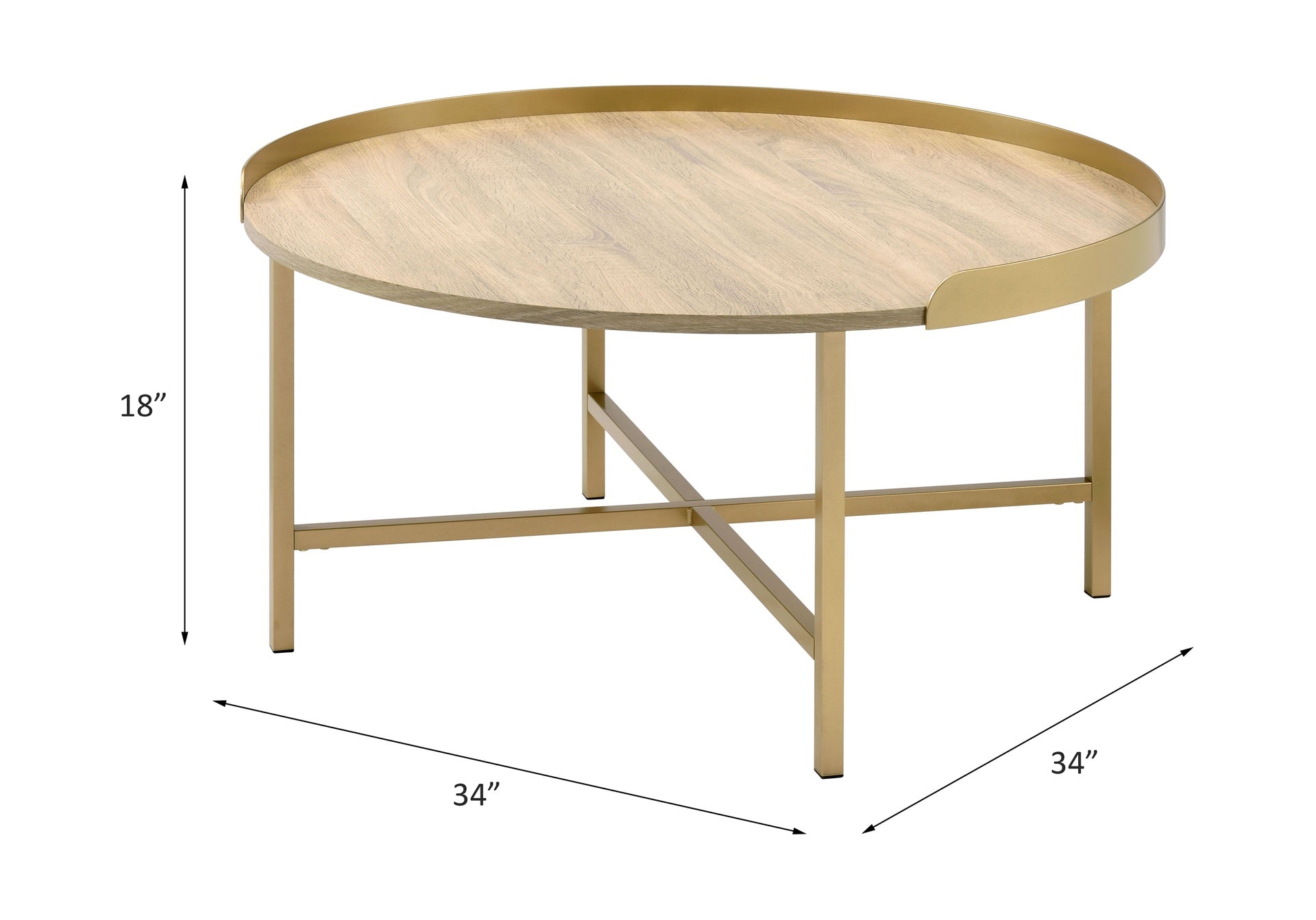 Mithea Oak & Gold Finish Coffee Table