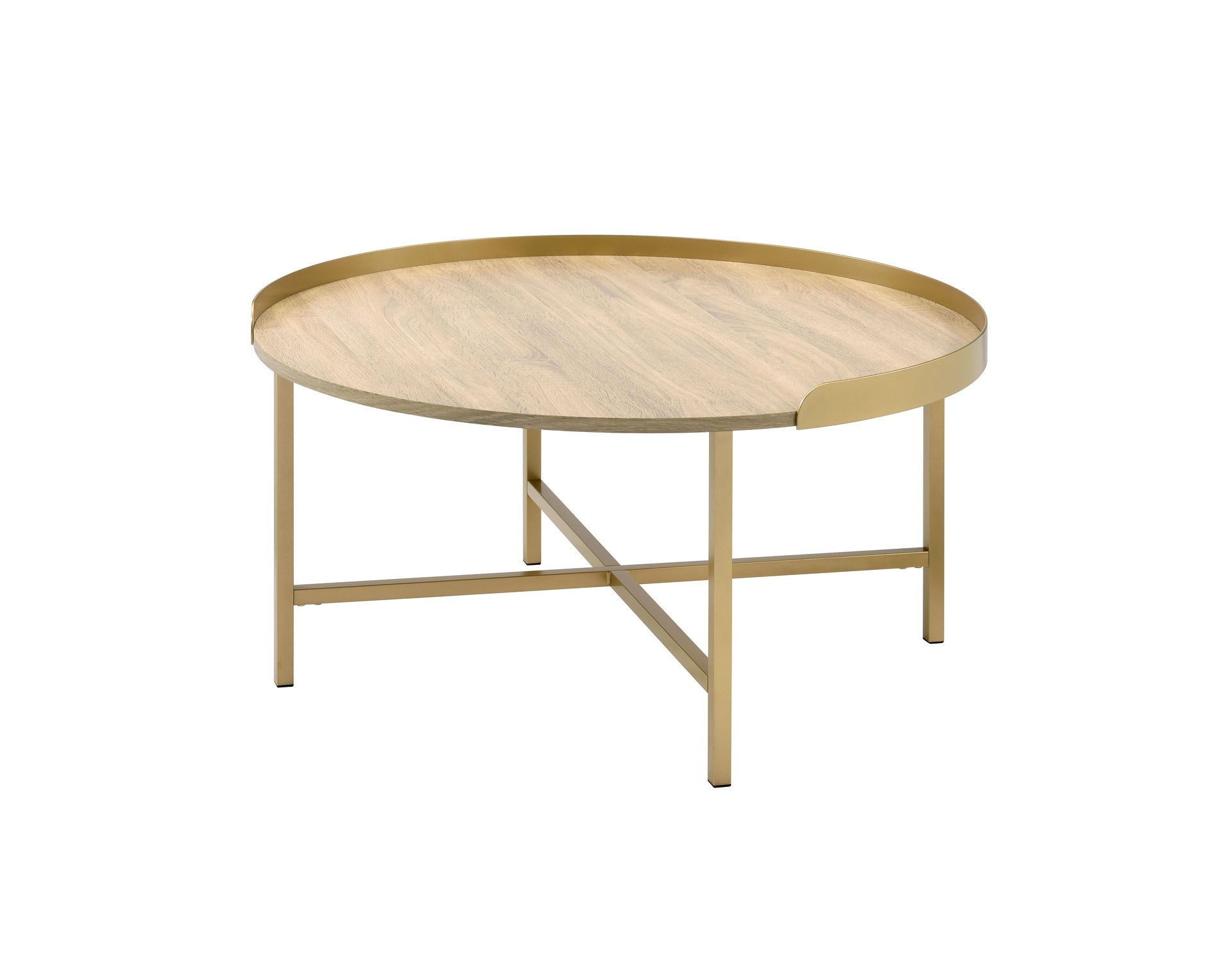 Mithea Oak & Gold Finish Coffee Table