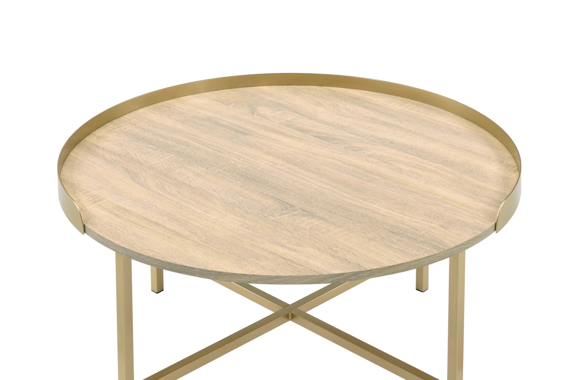 Mithea Oak & Gold Finish Coffee Table