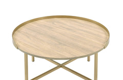 Mithea Oak & Gold Finish Coffee Table