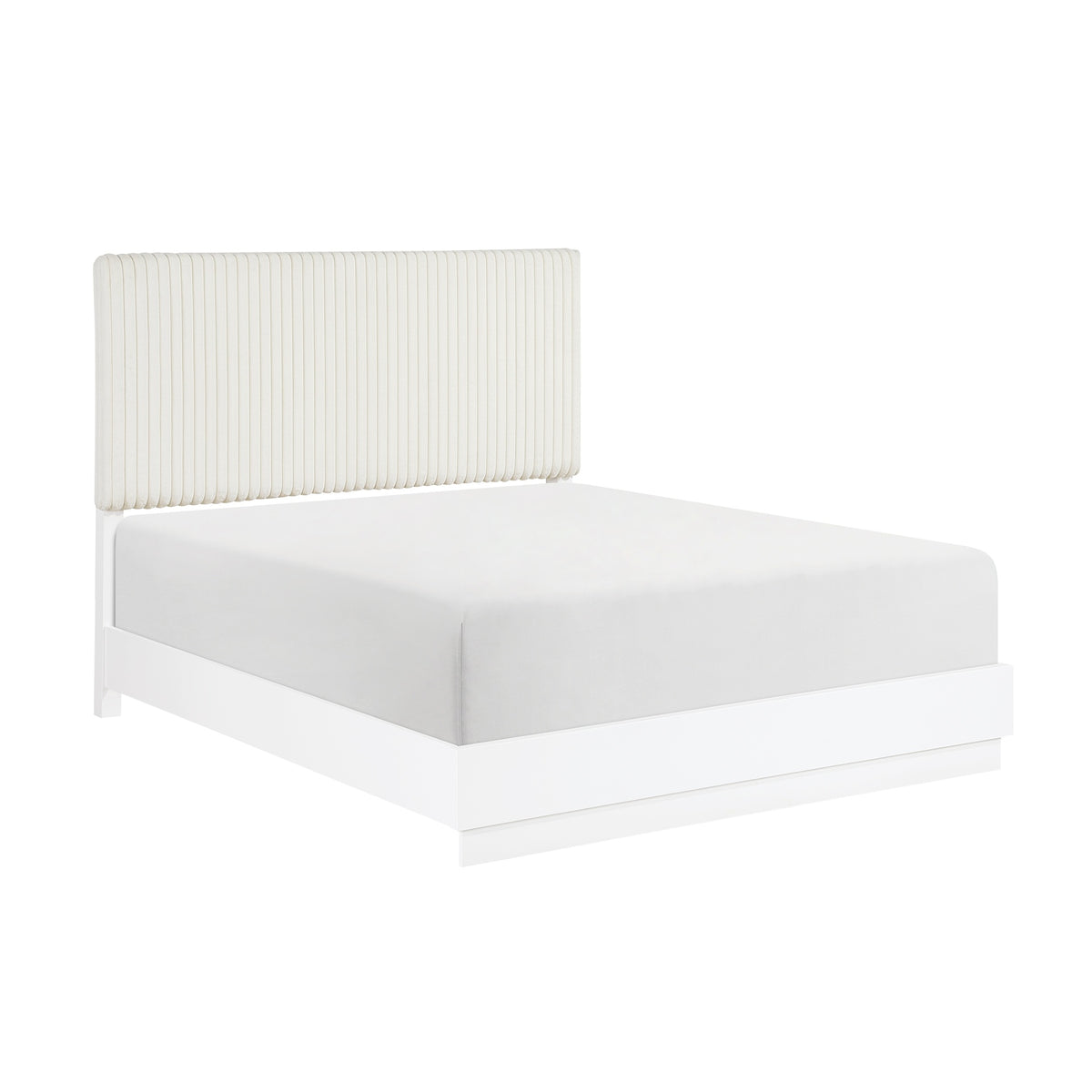 Luxurious Pearl White Finish Queen Bed Soft Upholstery Headboard Panel Glam Bedroom Furniture 1pc