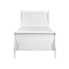 1pc White Finish Twin Size Bed Traditional Louis Philippe Style Wooden Bedroom Furniture