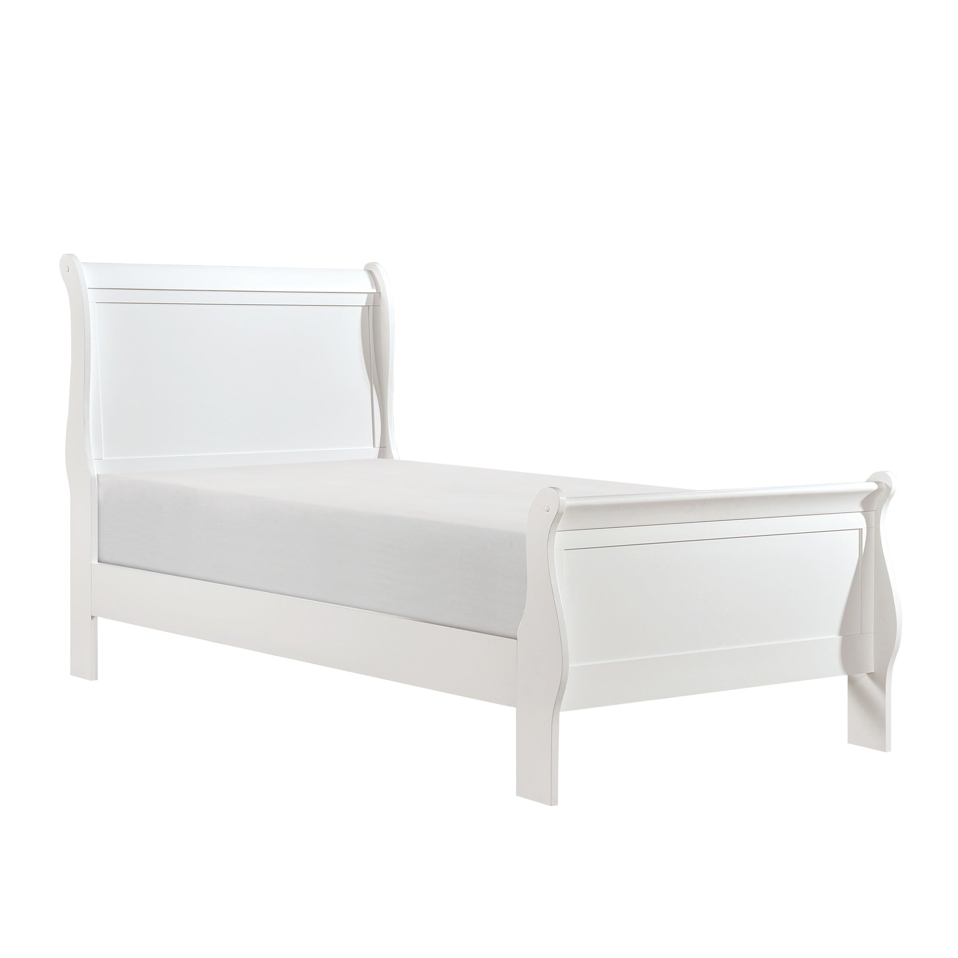 1pc White Finish Twin Size Bed Traditional Louis Philippe Style Wooden Bedroom Furniture