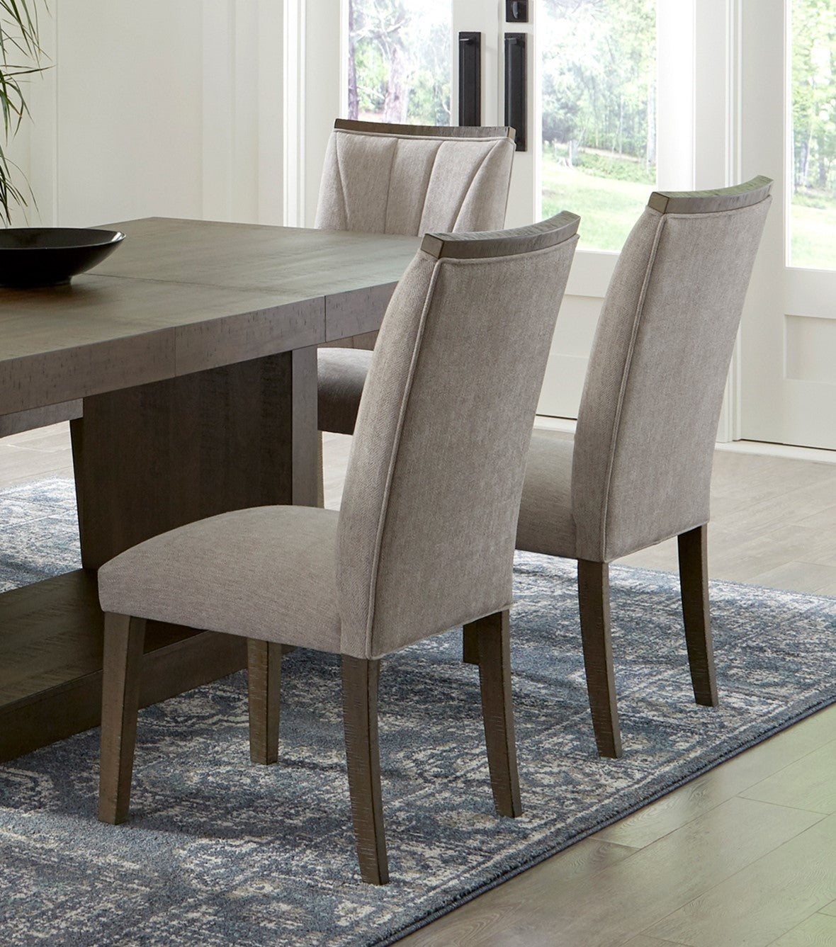 Contemporary Design Brown Finish Dining Set 7pc Extendable Table and 6 Side Chairs Upholstered Wooden Furniture