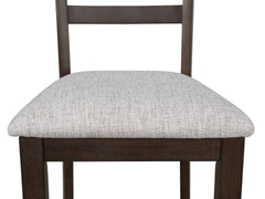 2pc Contemporary Rich Wood Finish Beautifully Crafted Ladder-back Dining Chairs Wooden Brown Gray