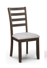 2pc Contemporary Rich Wood Finish Beautifully Crafted Ladder-back Dining Chairs Wooden Brown Gray