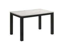1pc White Faux Marble Black Finish Rectangular Dining Table Wooden Dining Room Furniture