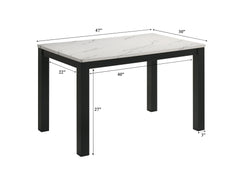 1pc White Faux Marble Black Finish Rectangular Dining Table Wooden Dining Room Furniture
