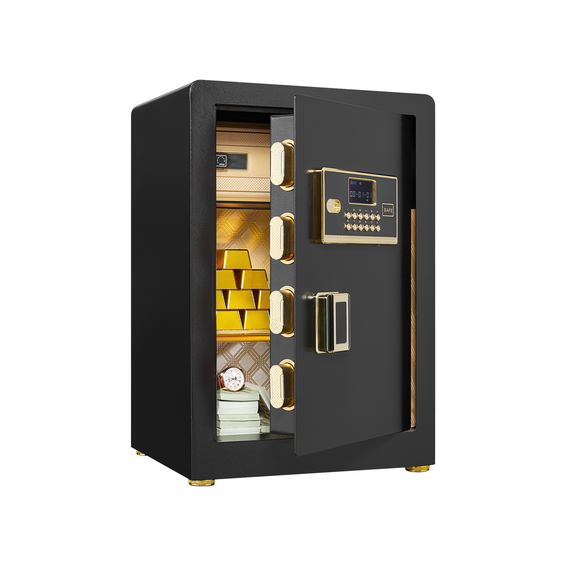 Solid Alloy Steel Office Hotel Home Safe, Security Digital Safes Box with Electronic Keypad, Spare Key, Smart Alert, Mute Mode, Anti-Theft Safe for Document Money Valuable