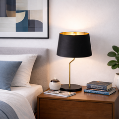 New Design Small Modern Stylish Desk Lamp In Stock In The United States, Easy To Install, Used for Bedside Table Lamp, Lustrous Table Lamp - Black outer and Gold inner 110~120V