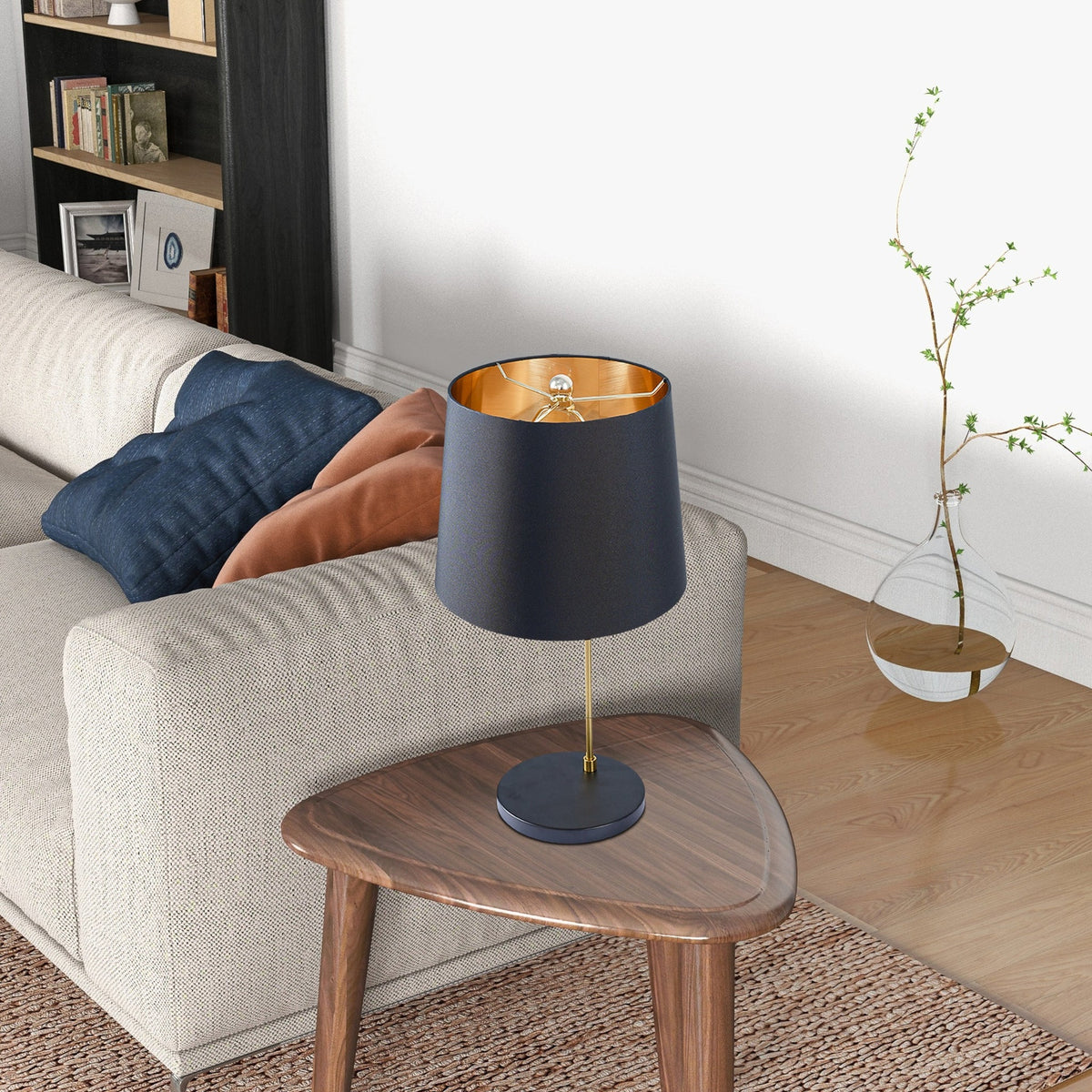 New Design Small Modern Stylish Desk Lamp In Stock In The United States, Easy To Install, Used for Bedside Table Lamp, Lustrous Table Lamp - Black outer and Gold inner 110~120V